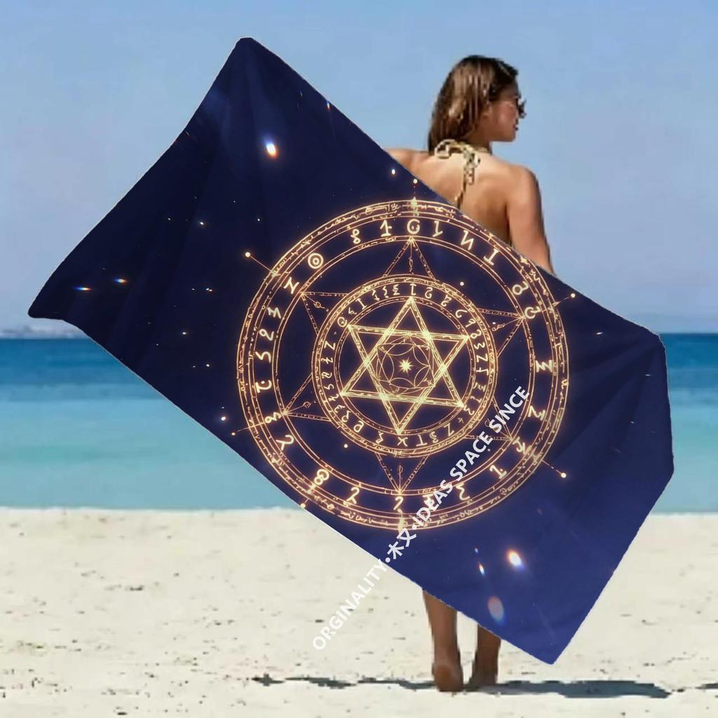 Mystic Astrology Circle Beach Towel Patterned Sunscreen And Windproof Suitable For Swimming Pool Camping Travel Blanket