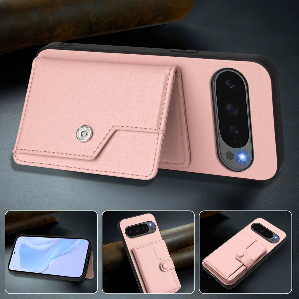 For Google Pixel 10 Pro/Google Pixel 10 Case RFID Blocking Card Holder Kickstand TPU+PU Leather Phone Back Cover
