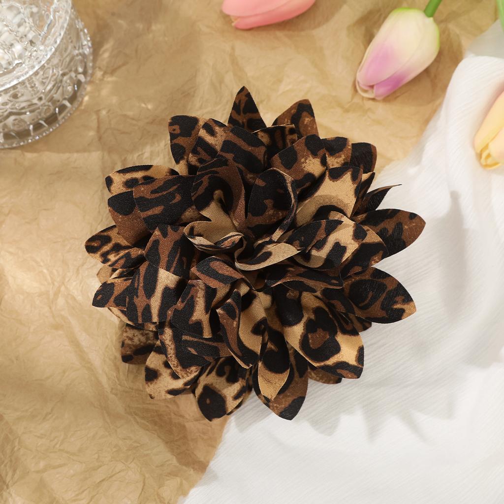 AWAYTR Leopard Peony Flower Hair Claws Floral Hair Clips Crab For Women Girl Gift Hair Accessories Valentine Headwear