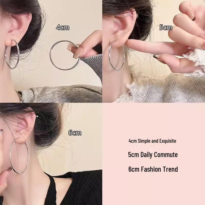 S925 Silver Needle Exaggerated Simple Hoop Earrings: Luxurious, High-End European & American Style for Women