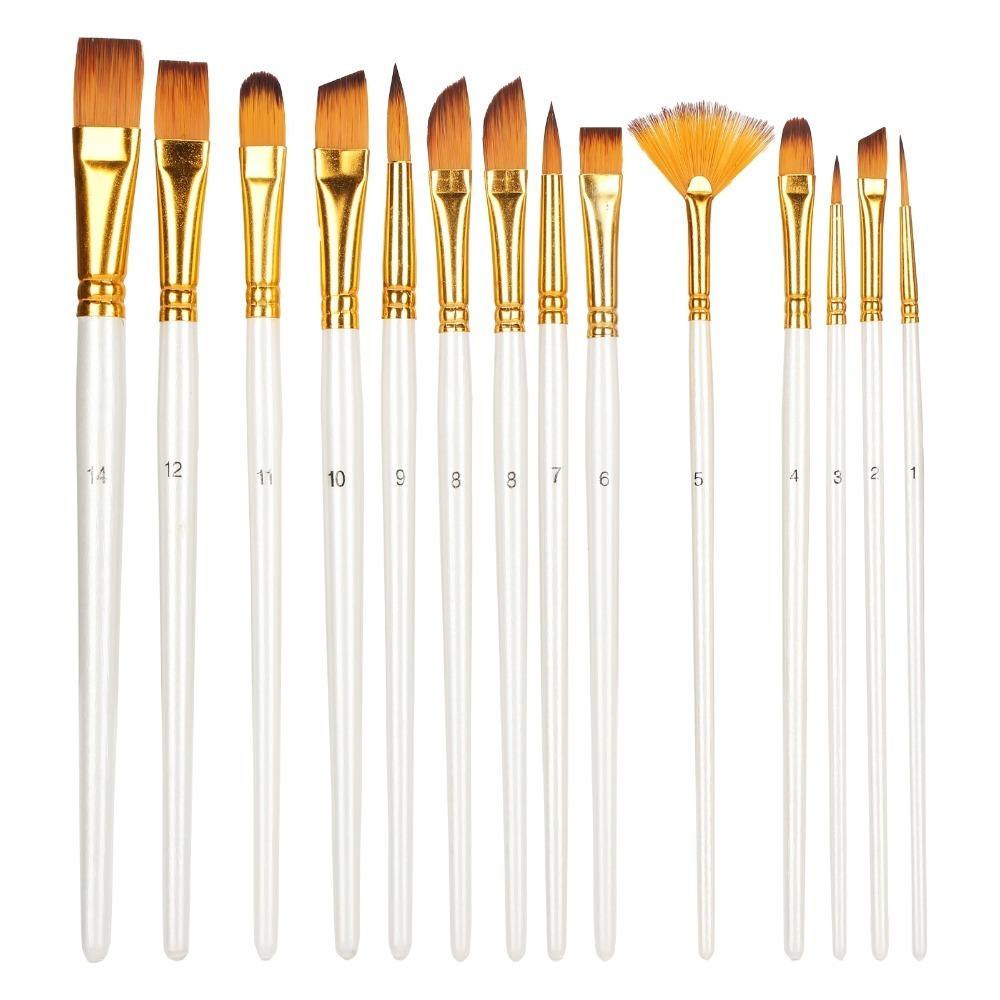

13PCS Premium nylon filaments Pearl White Handle Art Brushes Watercolor painting creation Artist Brushes