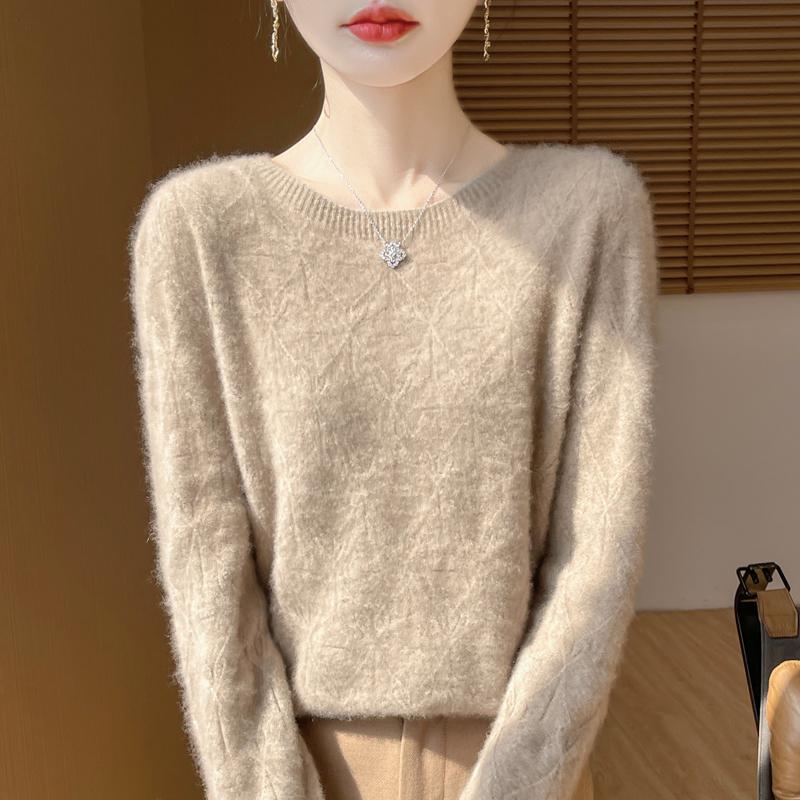 Women's Cashmere Sweater Qinghe Cashmere 30% Cashmere 70% Wool Autumn and Winter Pullover Warm and Fashionable