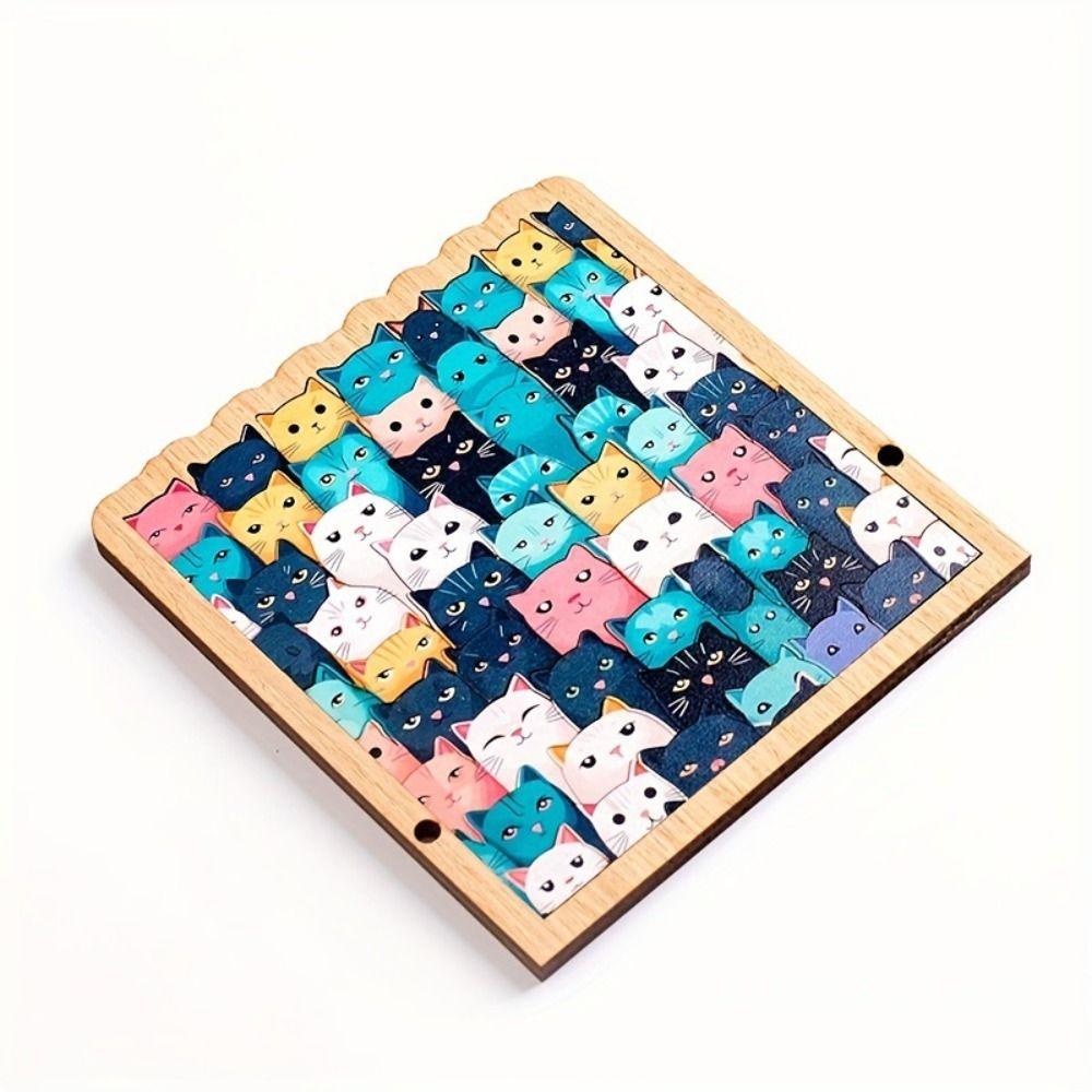 Educational Wooden Puzzles Special-shaped Cat Jigsaw Creative Cat Puzzles Kids Toy
