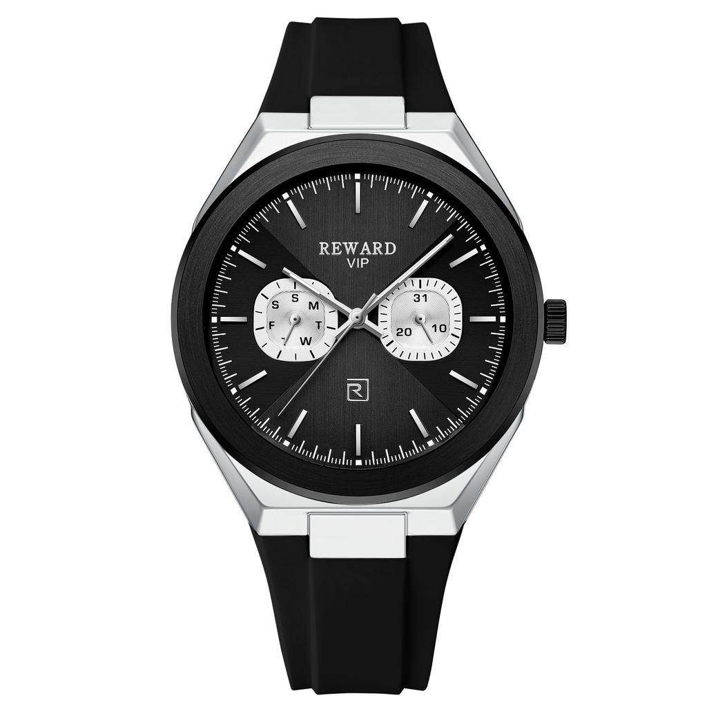 REWARD RD932106M Alloy Case Quartz Movement Silicone  Men's Watch Display 30M Water Resistant Business Model