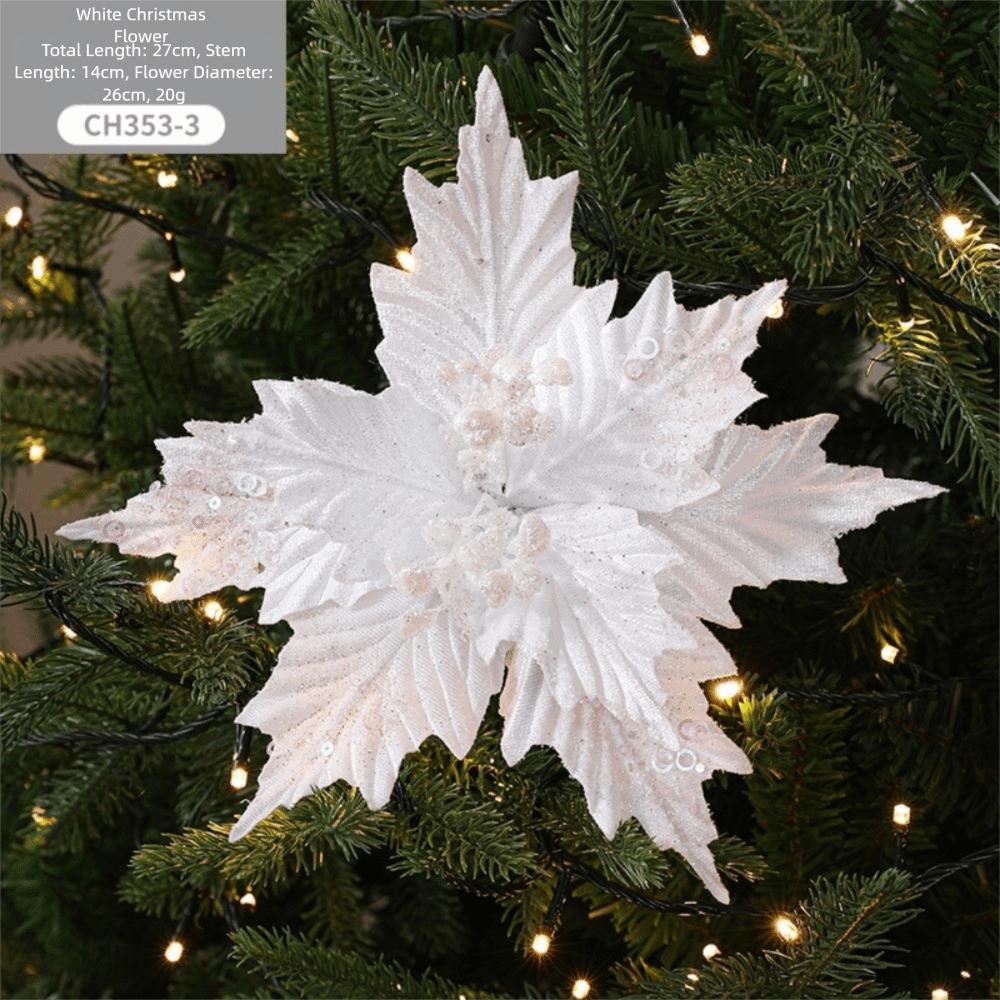 26CM Konstgjord Julstjärna Blomma Paljetter Glittrande Jul Glitter Blomma Glitter Simulering Blommor Julgransprydnad