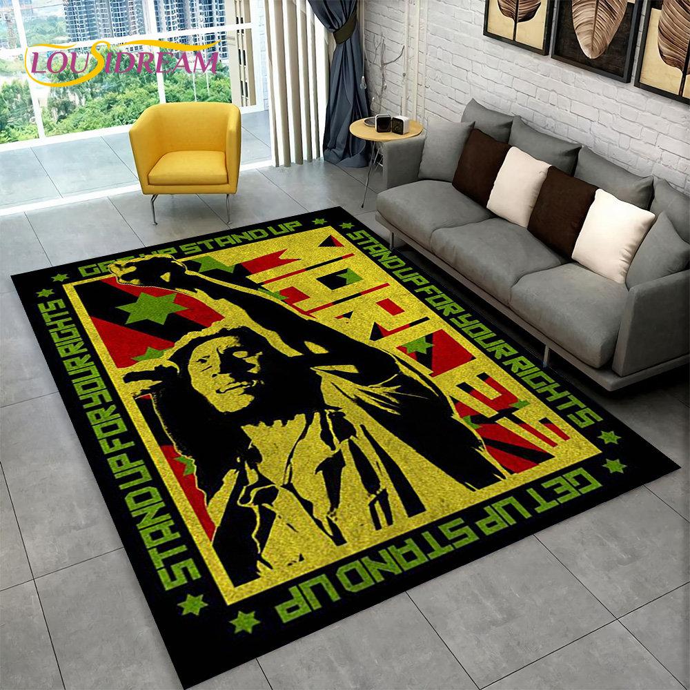 Bob Marley Reggae Music Maple Leaf Jamaican Area Rug,Carpet Rug for Living Room Bedroom Sofa Doormat Decor,Non-slip Floor Mat
