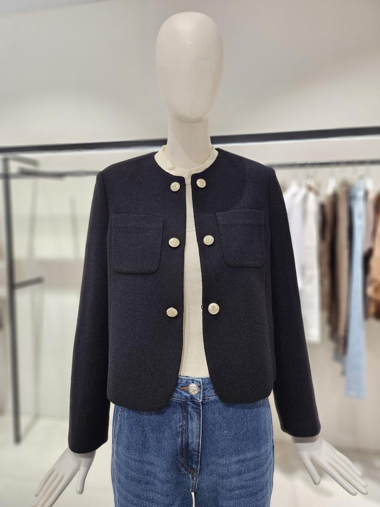 CC Collect Round Neck Open Short Tweed Jacket E253MSF107