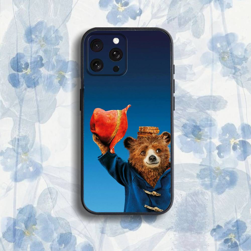 Cute P-Paddington B-Bear Phone Case For iPhone 17,16,15,14,13,12,Pro,Max,Plus,E,SE4,Air,Mini Black Soft Box