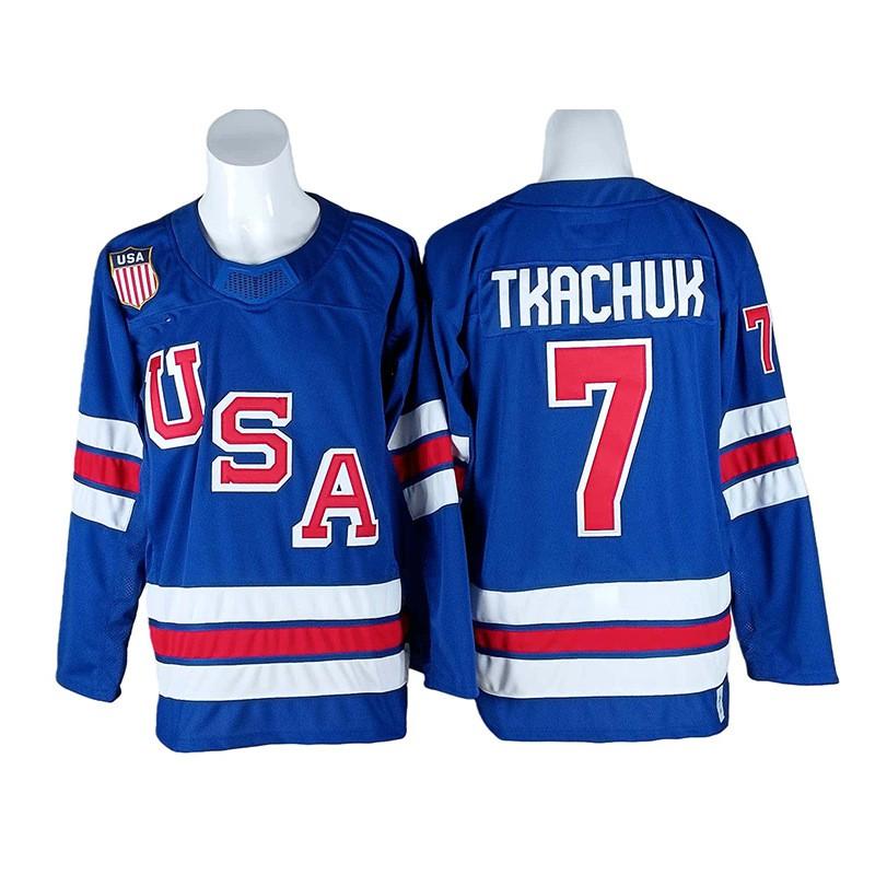 Mens Ice Hockey Practice Jersey USA Team Style Vintage Embroidered Training Uniform Adult Players