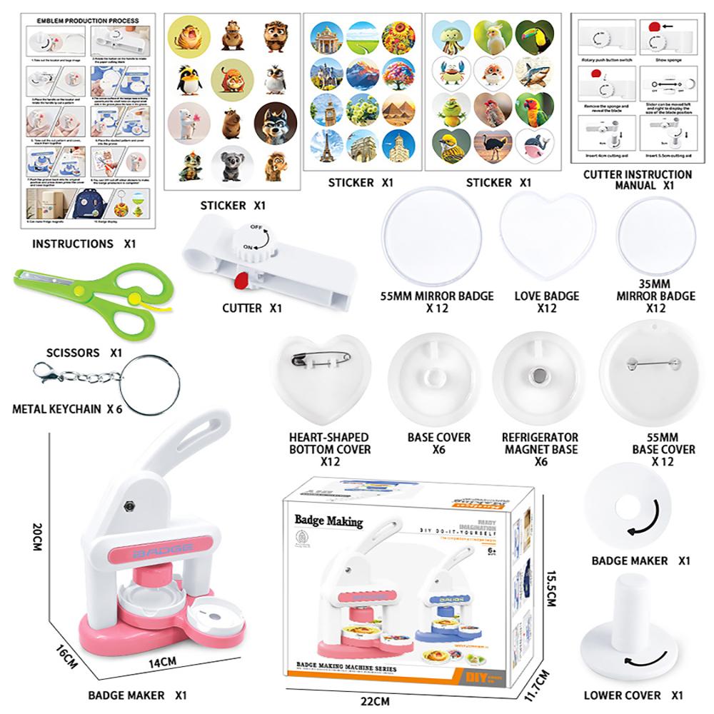 

Millet DIY Badge Making Set Millet Press Press art Badge Homemade Children s Badge Key Chain Schoolbag Pendant Handmade Gift розовый