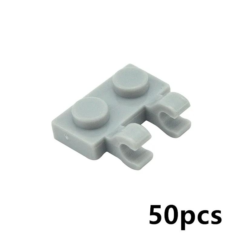 

50Pcs MOC Bricks Assemble Particle Accessories Clips Plate 1x2 with Bar Handle on Side Building Block Toy Compatible 48336 60470