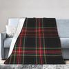 Plaid Stewart Black Tartan Blanket Flannel Decoration Portable Lightweight Thin Throw Blanket for Bed Bedroom Rug Piece