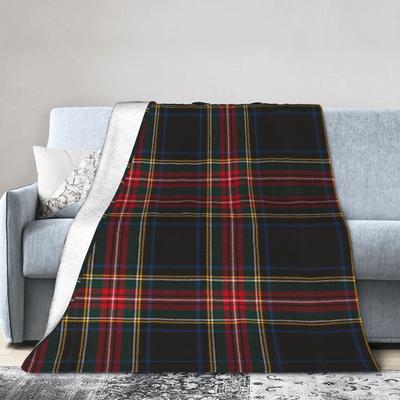 Kostkovaná deka Stewart Black Tartan Flanelová dekorace Přenosná lehká tenká přehozová deka na postel Ložnice Koberec Kus