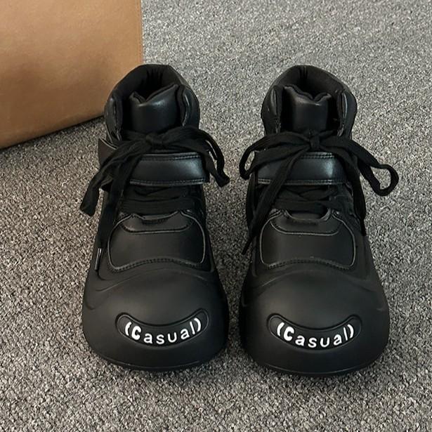 Comfortable ugly cute thick-soled heightening casual women's high-top shoes autumn and winter fashion lace-up versatile velvet fashion boots