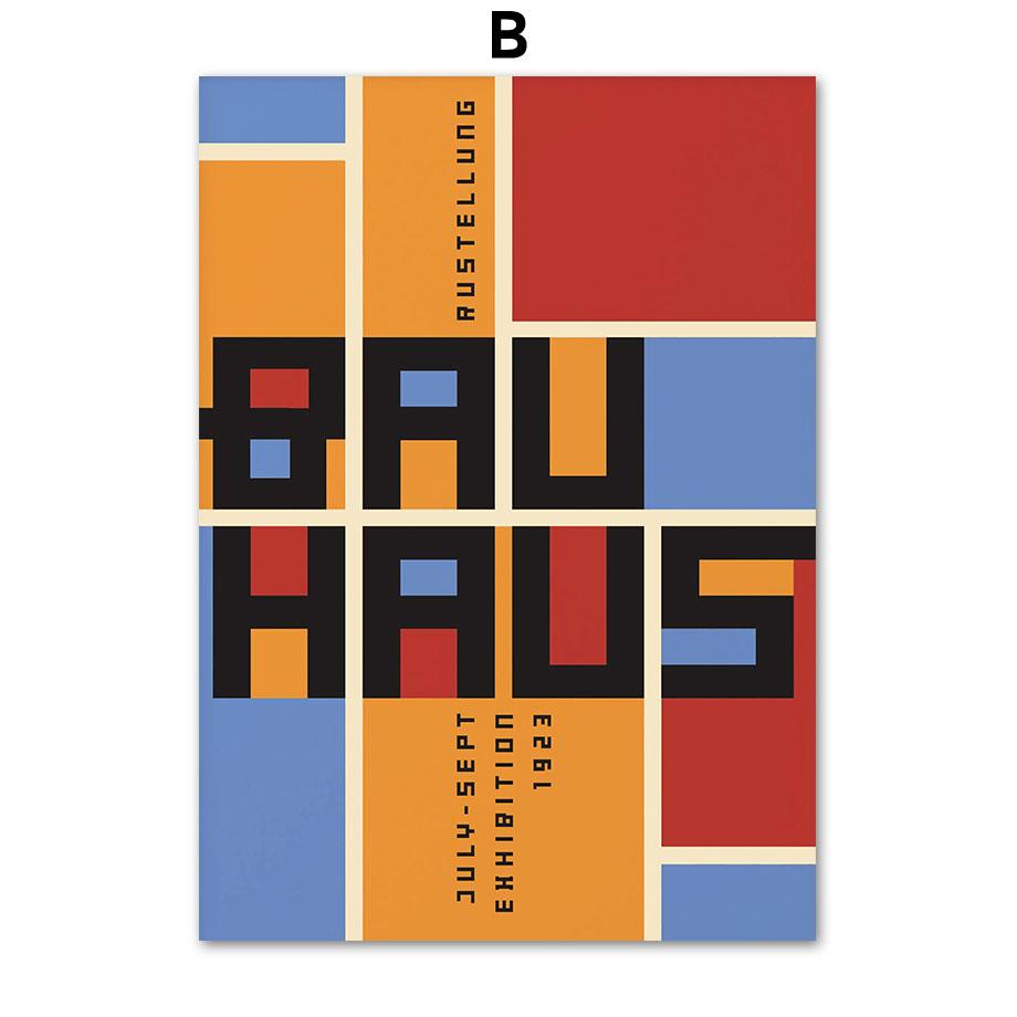 Bauhaus Linie Farbblock Geometrische Wandkunst Poster und Drucke Abstraktes Leinwandgemälde Hotel Bar Bilder für Wohnzimmerdekor