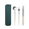 3Pcs/Set Portable Cutlery Set With Box Spoon Fork Chopsticks Set Stainless Steel Lunch Tableware Dinnerware Kitchen Accessories