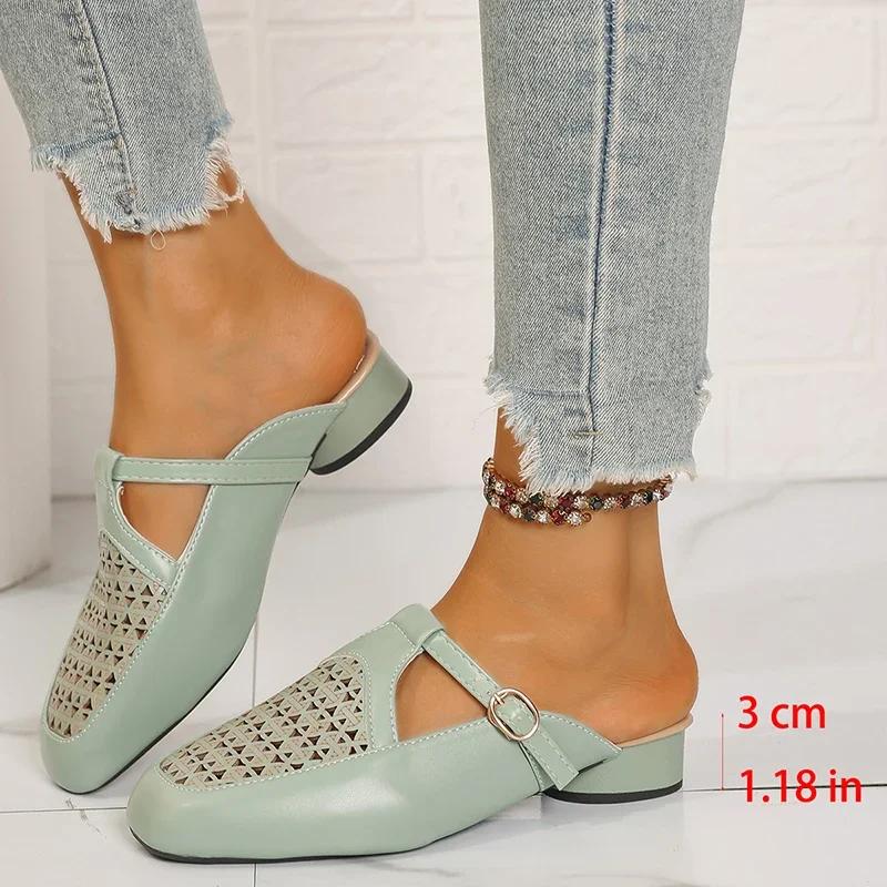 

Модные сандалии-мюли с закрытым носком и вырезами, женские, на плоской подошве, с пряжкой, мягкой подошвой и нескользящей подошвой, летние, легкие, удобные, на платформе, пляжная обувь 41 светло-синий