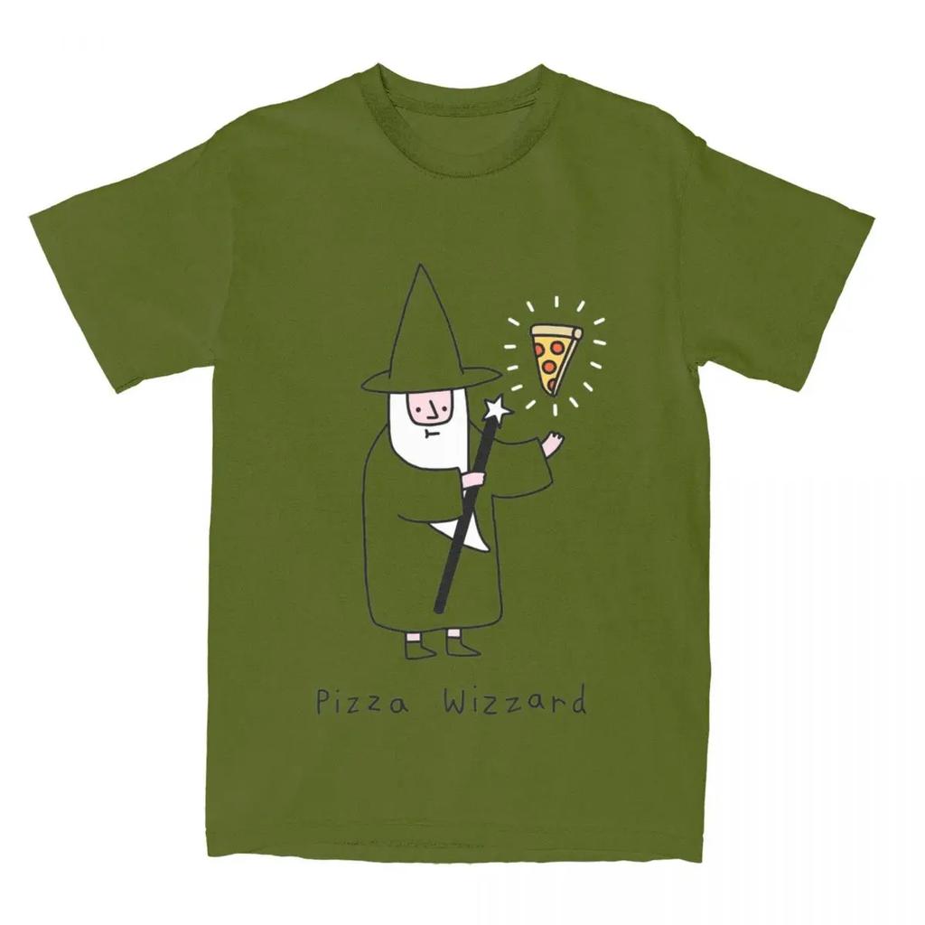 Men Women's Fantasy Pizza Wizzard Shirt Merch Funny Pizzas Lover Pure Cotton T-shirt Clothing Graphic Print Tees Summer