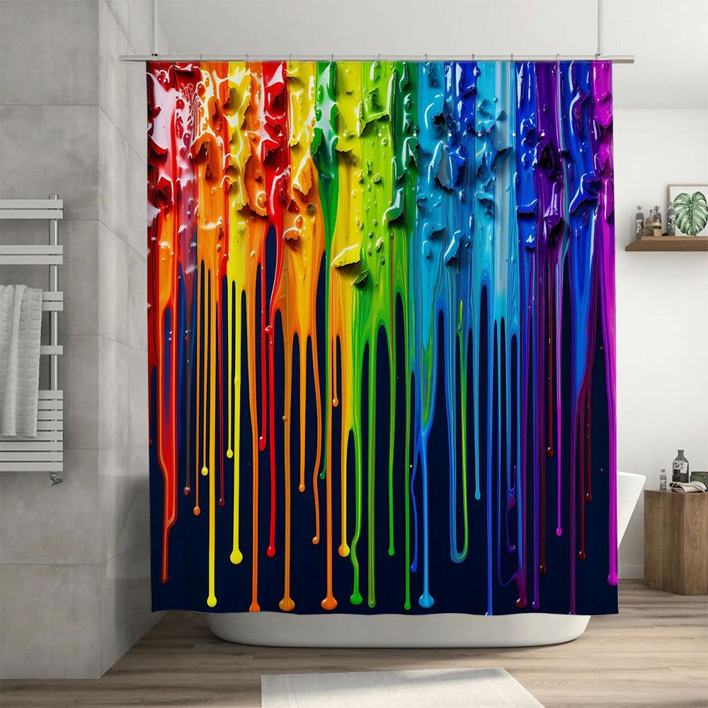 Brightly Colored Waterfall Shower Curtain Rainbow Bathroom Decor For Kids Or Teens!
