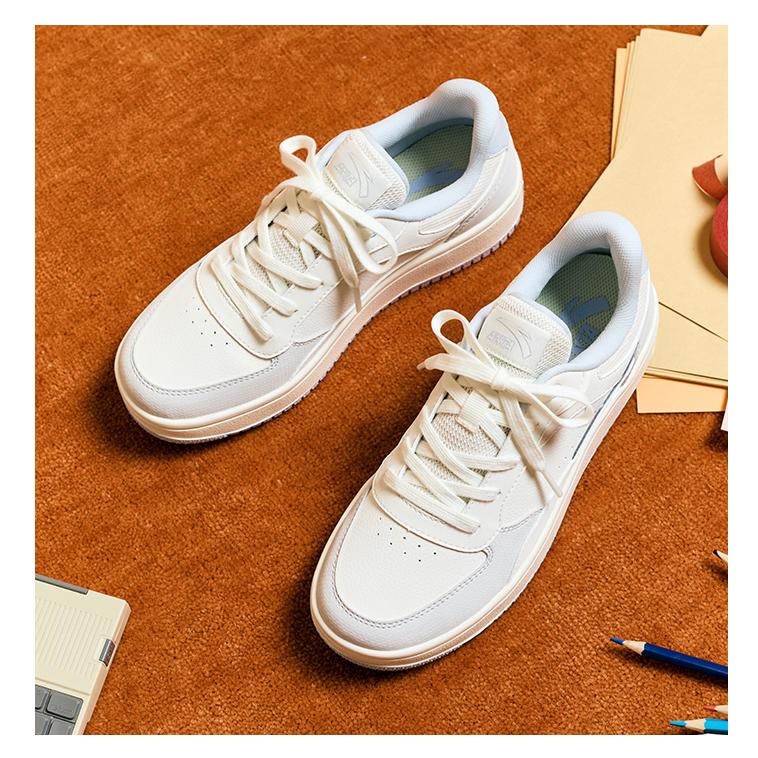Anta Versatile Trendy Slip-Resistant Durable Low-Top Skate Shoes Women Sneakers White Gray Blue 922448018-1