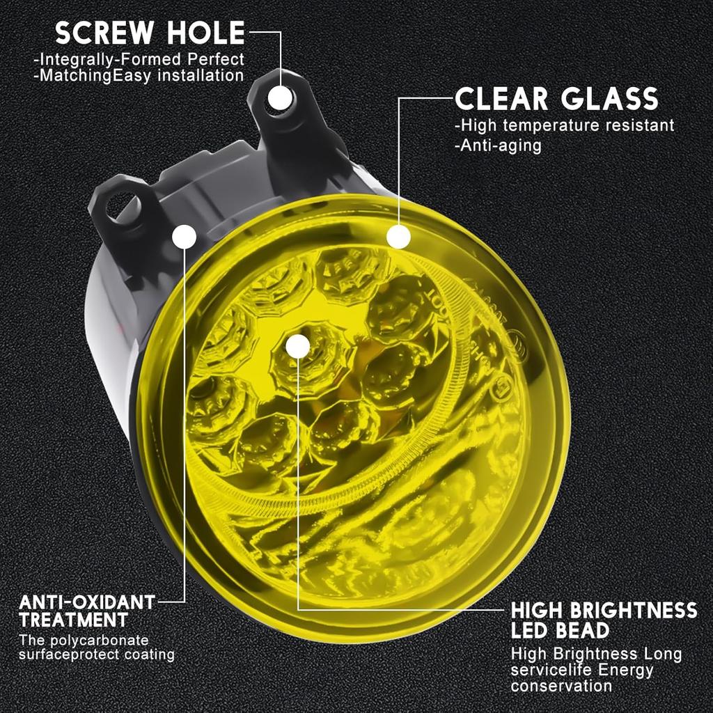 Fog Lights 3.5 inch OEM 19597300 For Toyota 4Runner 2010-2020 Front Bumper Fog Light Lamps, Yellow LED, 3500K Yellow Beam, Super Bright. 2-Pack