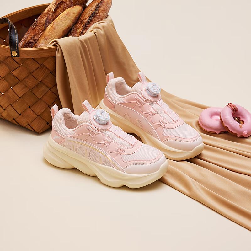 Anta Kids Synthetic Leather Fabric Comfortable Versatile Non-Slip Wear-Resistant Low-Top Casual Shoes Kids Casual Shoes Pink A22438847-6