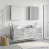 5 Piece Bathroom Furniture Set Concrete Grey Engineered Wood and Glass