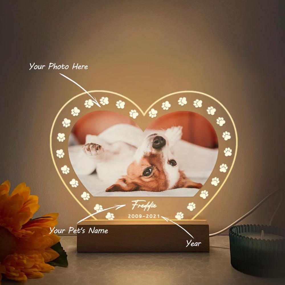 Personalized Dog Memorial Night Light Custom Dog Photo Pet Loss Gift Remembrance Keepsake Sympathy Gift for Dog Owners to Honor
