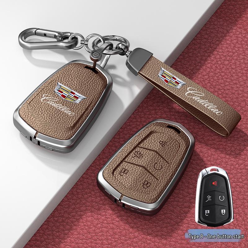 Lädernyckelskydd för Cadillac XT5/CT6/XT4/XTS och ATSL – Unisexdesign med spänne