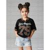 Girls Casual Sports Style Los Angeles NO.79 Pattern Color Block Print Short Sleeve V-Neck Children T-shirt Tops