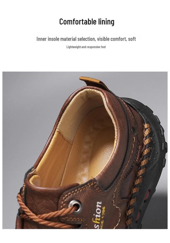 Men's Plus Size Ultra-fiber Casual Low-top Hand-stitched Shoes