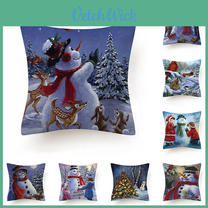 Cozy And Festive Christmas Snowman Pillow Case For Home Sofa Car Decoration Gift
