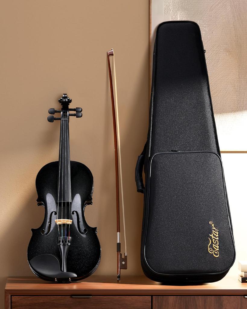 Eastar 4/4 Solid Wood Violin Set with Two Bows, EVA-330, Black, for Beginners and Advanced Players