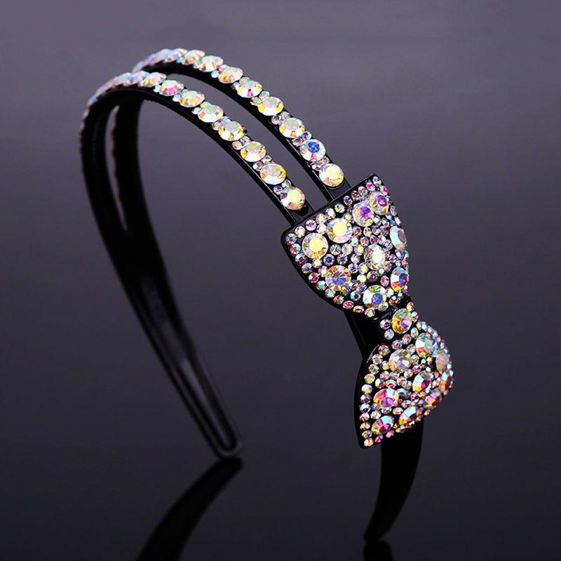

1 шт. Элегантная блестящая декоративная повязка на голову с бантиком из страз, модный нескользящий обруч для волос