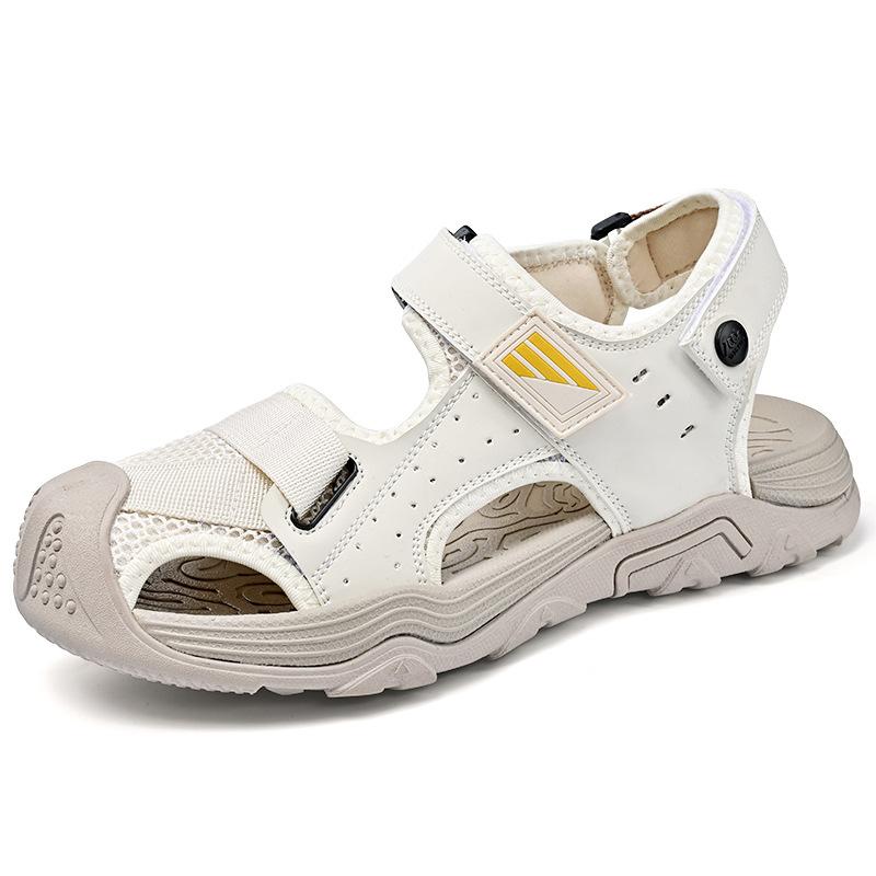 

Sandals men s 2025 summer breathable casual men s shoes pure handmade outdoor sports hollow one-pedal bag head beach shoes 38 бежевый