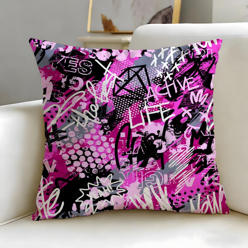 Federa Cuscino con Texture Graffiti da Strada Morbida e Facile da Lavare – Versatile Per Divano, Letto, Viaggio E Ufficio