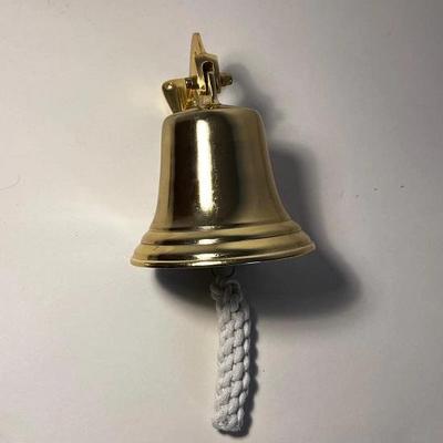 Traditional Brass Wall Mounted Door Bell Nautical Ship Bell Ringer Perfect for Home Bars, and  Decor.