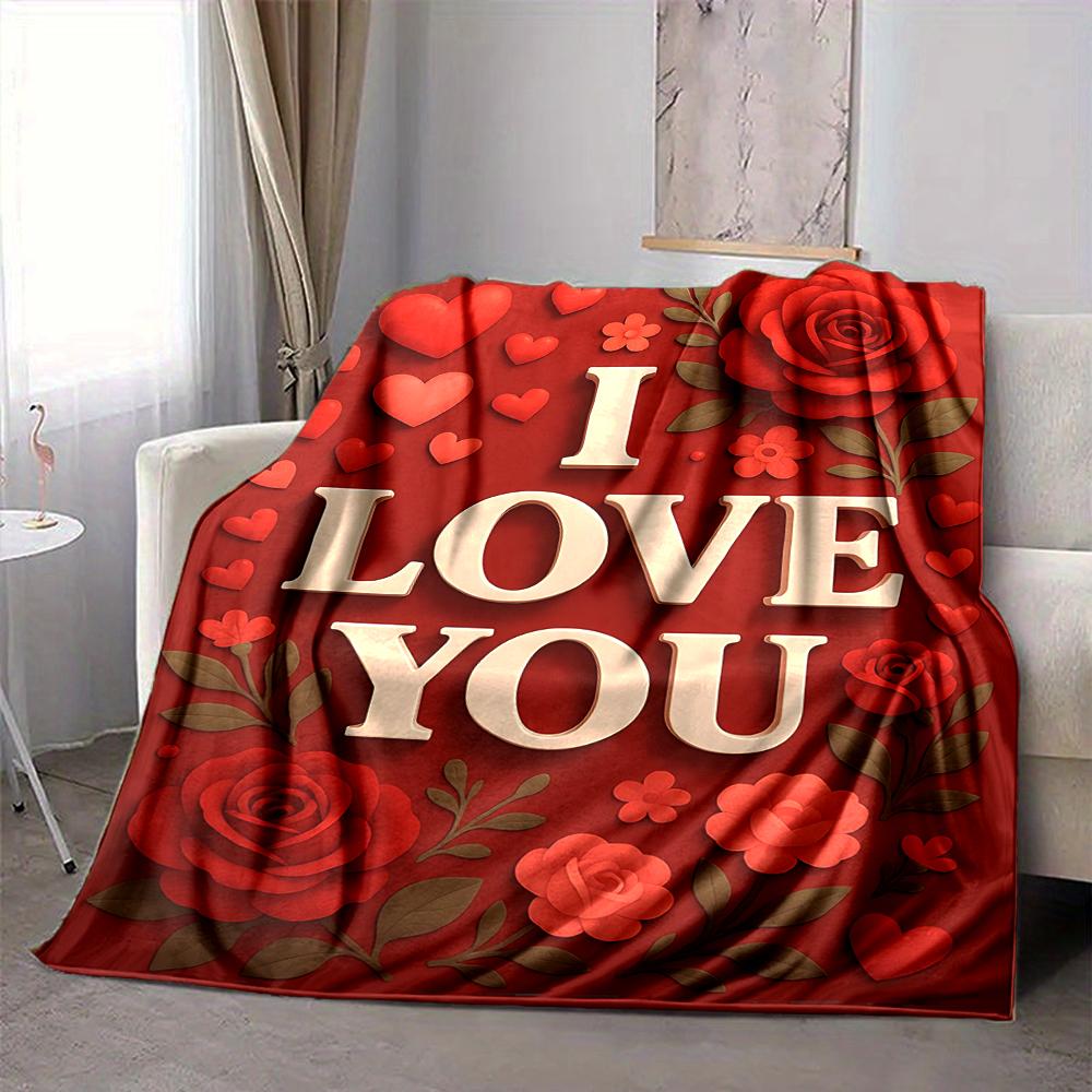 1Pc Love Bloom Flannel Blanket, Soft And Comfortable, Casual Warm, Camping Travel, Christmas, Halloween Xmas Gift. G127