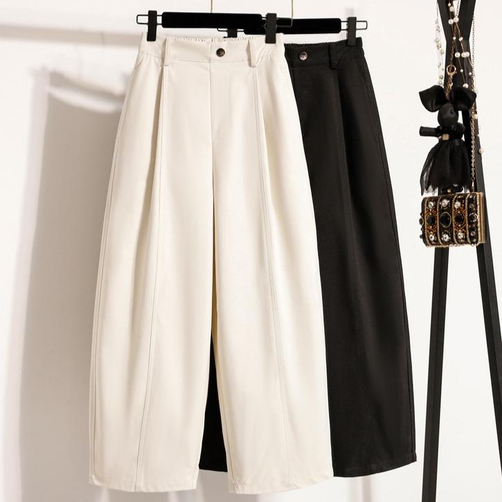 DIMANAF 2026 Plus Size Spring Summer Women Pants Elastic Waist Oversize Fashion Casual Long Pants Solid