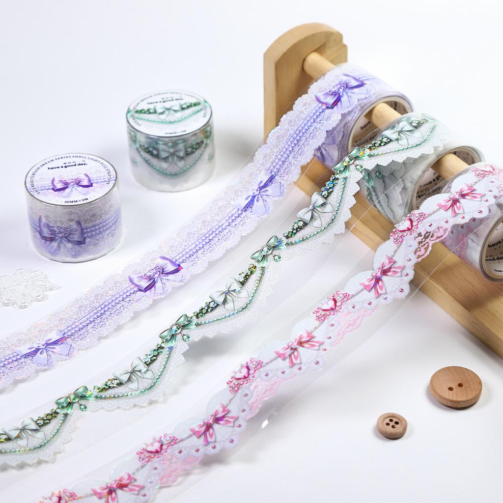 1pcs/1lot Decorative Adhesive Tapes Lace Bead Curtain Dream Junk Journal DIY Paper Japanese Masking Scrapbooking Stickers