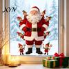 Holiday Home Decor Gifts Christmas Window Cling, Cute Santa Claus And Elf Boys Decal, Decorative Film Winter Reusable Static Glass Sticker for