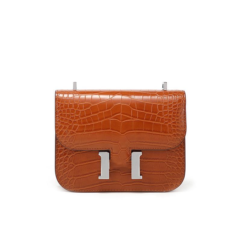 

Сумка Kangkang с H-образной пряжкой, с крокодиловым узором, сумка стюардессы, женская новая высококлассная наплечная сумка-мессенджер, сумка-коробка, сумка-тофу, фабрика 23-17-7cm