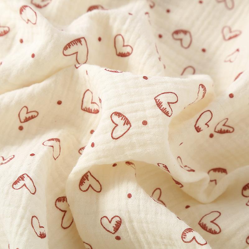 Women's pajamas summer and autumn double-layer pure cotton yarn love short-sleeved trousers shorts homewear three-piece loose homewear