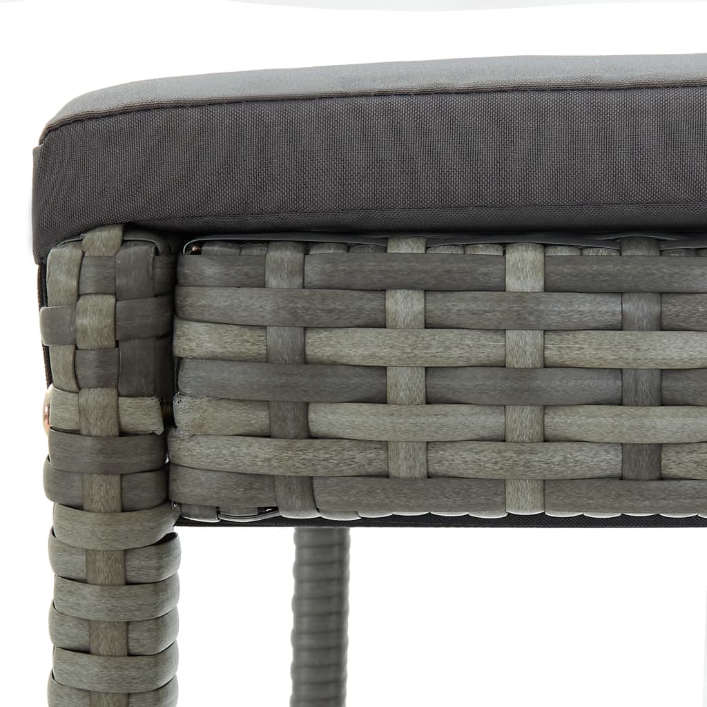 Garden Bar Stool with Cushion 4 pcs Grey Poly Rattan