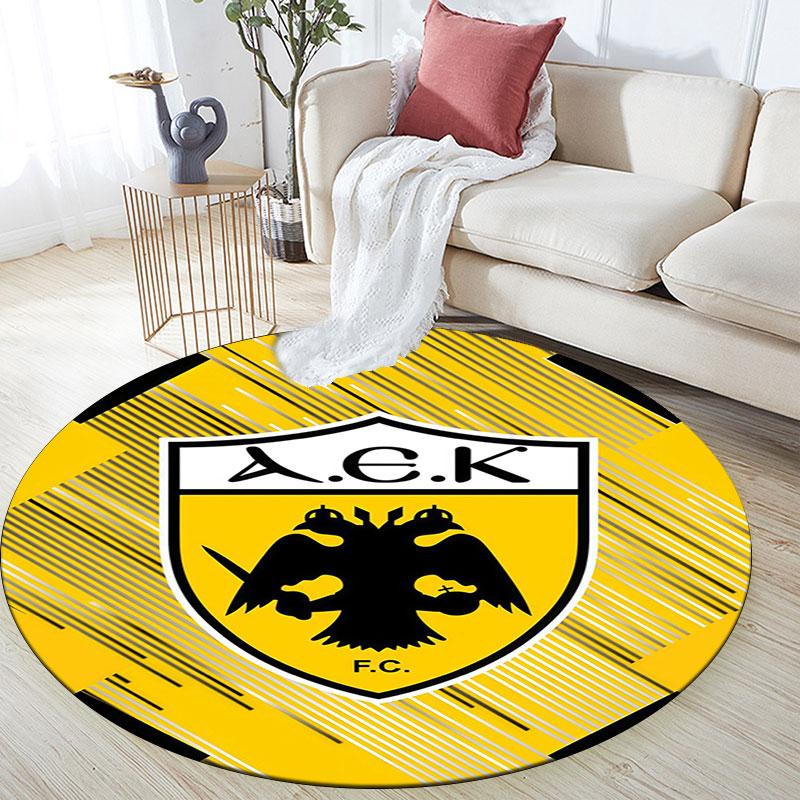 PAOK pattern round rug,Carpet Rug for Living Room Bedroom Playroom ,Non-slip Floor Mat,Holiday Gifts and Birthday Gifts.