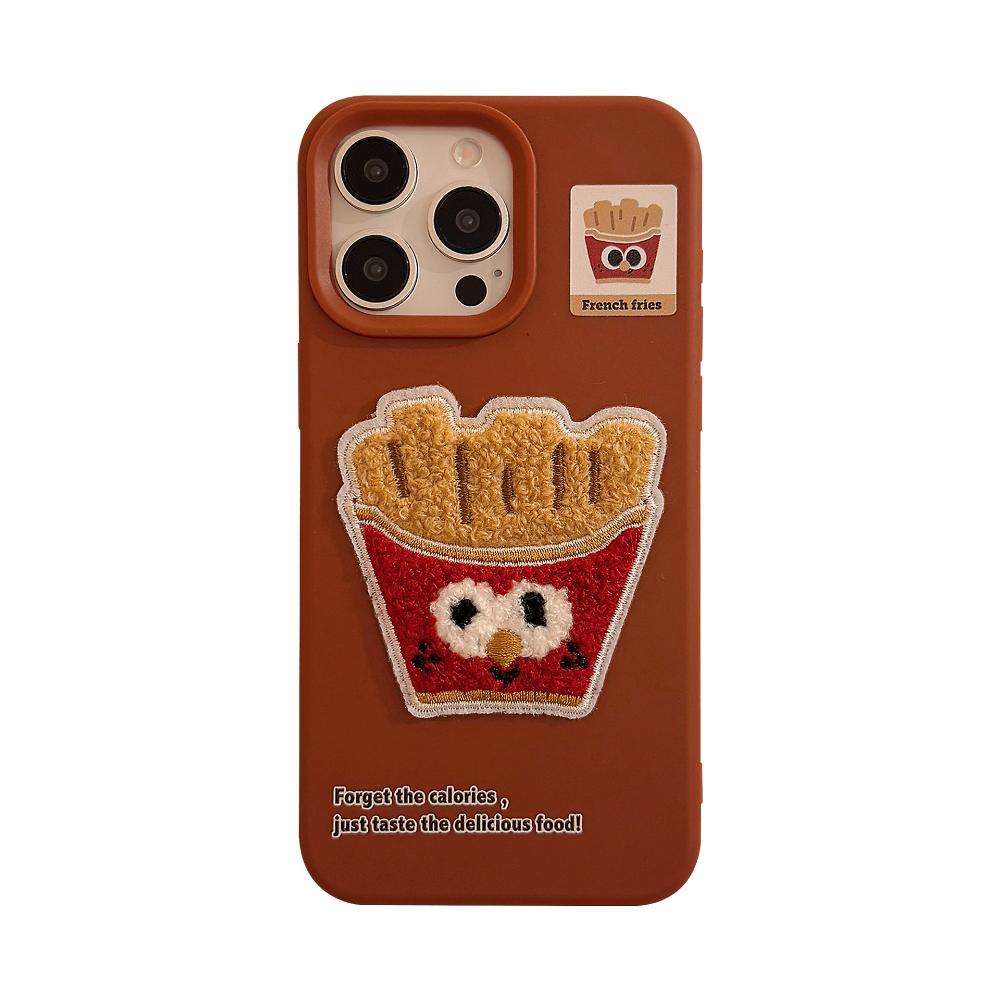 Fuzzy Food Fries Case Suitable for IPhone 15 Pro Max, Apple 16, and IPhone 17 Models. 3D Protective Case for Multiple IPhone Models.