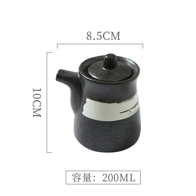 Japanese Retro Ceramic Oil Pot Household Kitchen Utensils Seasoning Pot Oil Vinegar Seasoning Bottle Kitchen Ceramic Tableware