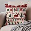 Christmas Illustration Festive Cushion Cover Pillowcase Antidustmite Invisible Zipper Short Plush Sofa Cushion