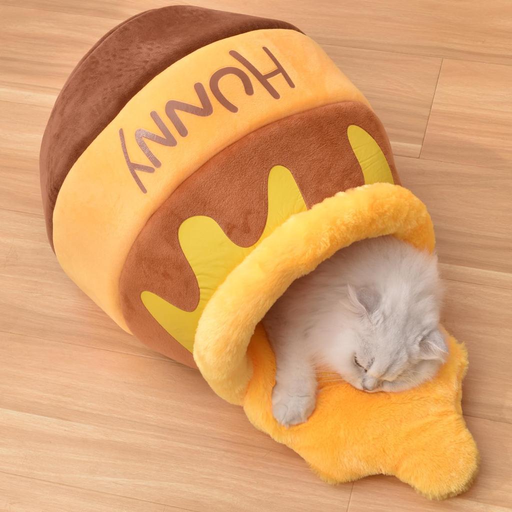 Honey Pot Cat Cave Bed, Soft and Thick Rebound Sponge Pet Nest with Removable & Washable Cushion