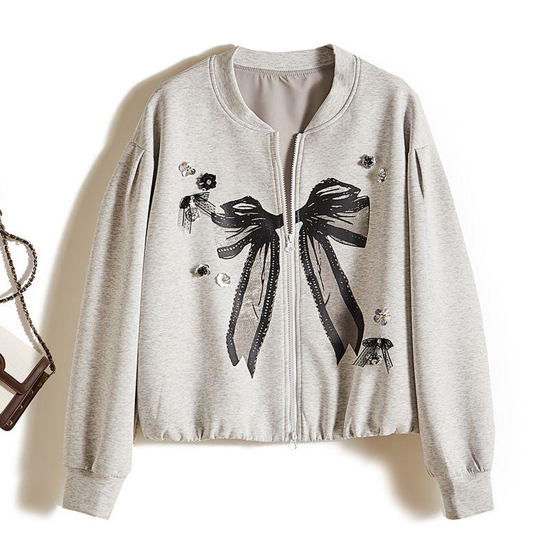 

Узнайте качество с первого взгляда! Тяжелый Роскошный Бренд Брошь Бусины Объемный Цветочный Кластер Бабочка Бейсбольная Униформа Женская 2025 Куртка из Воздушного Хлопка Grey 2XL